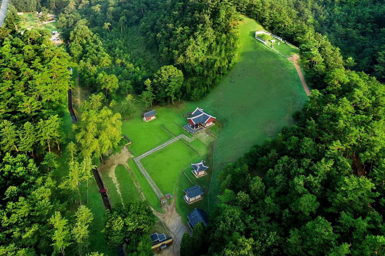 Aerial view of Jangneung Royal Tomb in Yeongwol