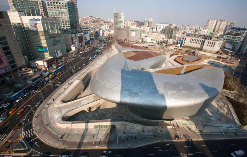 Aerial view of Dongdaemun Design Plaza in Seoul