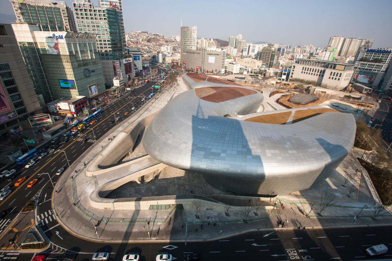 Aerial view of Dongdaemun Design Plaza in Seoul
