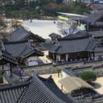 Traditional tiled roofs at Namsangol Hanok Village in Seoul